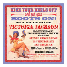 Western Cowgirl Bridal Shower Party Invitations