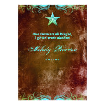 Western Graduation Announcement Blue Brown Star
