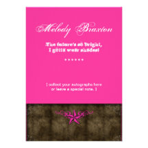 Western Graduation Announcement Pink Star Brown