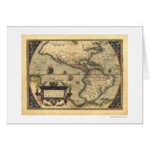 Western Hemisphere Map By Ortelius 1570 Greeting Cards