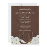 Western Horseshoes and Daisies Baby Shower Personalized Announcement