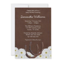 Western Horseshoes and Daisies Baby Shower Personalized Announcement