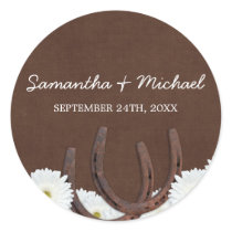 Western Horseshoes and Daisies Wedding Favour Labe