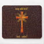 Western Leather Design Print W/Cross Mousepad