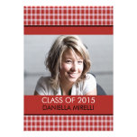 Western Red Chequered Photo Graduation Announcemen invitations