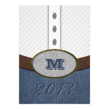 Western Shirt and Denim Monogram Belt Buckle Grad Invites