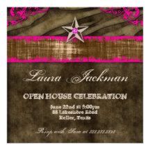 Western Star Photo Card Pink Brown Zebra Suede 2 Personalized Announcement