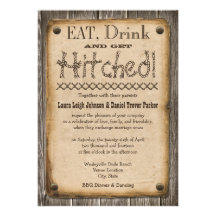 Western Style Eat, Drink and Get Hitched Wedding Custom Invite