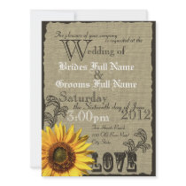 Western Sunflower Rustic Country Wedding Custom Invitations