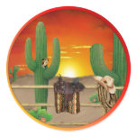 Western Sunrise Round Sticker