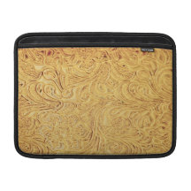 Western Tan Tooled Leather Look MacBook Air Sleeves