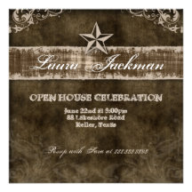 Western Vintage Grad Photo Card Beige Star Announcements