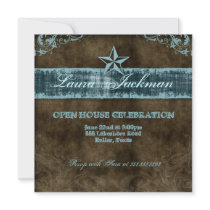 Western Vintage Grad Photo Card Blue Star Personalized Invitation
