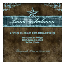 Western Vintage Grad Photo Card Blue Star Personalized Invitation