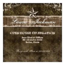 Western Vintage Grad Photo Card Damask Star Personalized Invitations