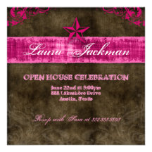 Western Vintage Grad Photo Card Pink Star Personalized Invitation