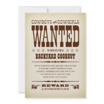 Western Wanted Poster Party Invitations
