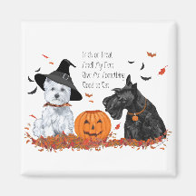 Westie and Scottie Halloween Refrigerator Magnet