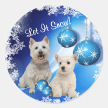 Westie Let It Snow Holiday Greeting Stickers