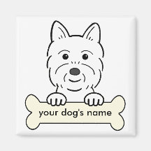 Westie personnalisé aimants pour réfrigérateur