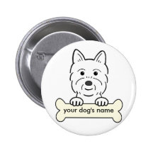 Westie personnalisé badge avec épingle