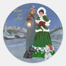 Westie & Scottie Christmas Carols Stickers