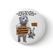 Westie Tax Day Tea Party Protest Button