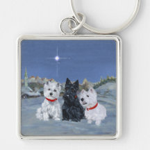 Westies and a Scottie Christmas Key Chains