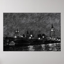 Westminster bridge, Big Ben and the Houses of Parl Posters