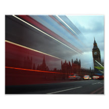 Westminster Palace London England with Red Bus Photographic Print