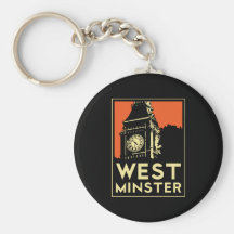 westminster retro art deco travel poster key chain