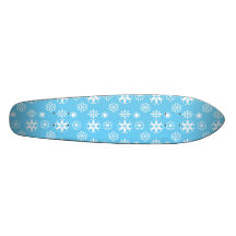 Wet snowflakes on blue skate board deck