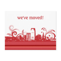 We've Moved City Skyline Postcard