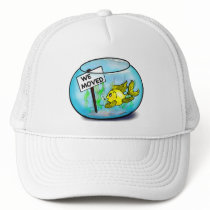 We've Moved funny cute goldfish fish tank cartoon Mesh Hat