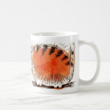 whacky orange cartoon cat mug