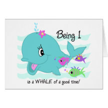 Whale 1st Birthday Greeting Card