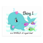 Whale 1st Birthday Post Cards
