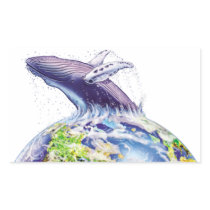 whale and earth design sticker