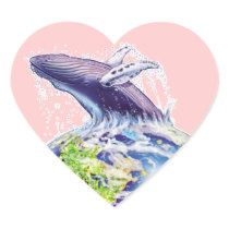 whale and earth design sticker
