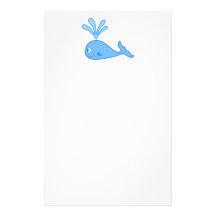 Whale, Blue. Stationery Paper