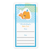 Whale Bookplate Custom Shipping Label