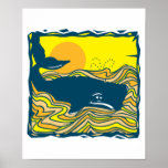 whale in the sunset design posters