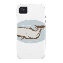 Whale Retro Woodcut Case-Mate iPhone 4 Case