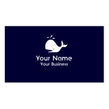 Whale symbol navy blue custom business cards