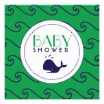 Whales Tale & Wavy Navy & Green Invitation