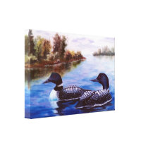 What A Pair Loon Wrapped Canvas Print