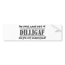 What part of DILLIGAF did you not understand? Bumper Stickers