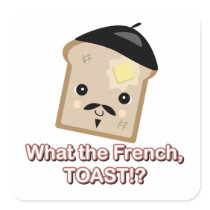 what the french toast cute kawaii toast cartoon square sticker