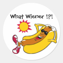 What Wiener !?! Round Sticker