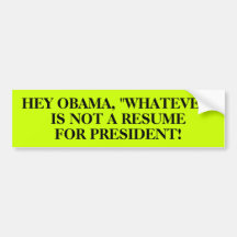 "WHATEVER" IS NOT A RESUME FOR PREZ BUMPER STICKERS